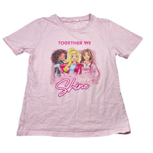 Load image into Gallery viewer, Girls Barbie, pink cotton tee / top, no labels, armpit to armpit: 34cm, FUC, size 6-8,  