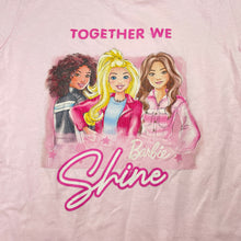 Load image into Gallery viewer, Girls Barbie, pink cotton tee / top, no labels, armpit to armpit: 34cm, FUC, size 6-8,  
