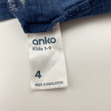 Load image into Gallery viewer, Boys Anko, navy cotton tee / top, tigers, GUC, size 4,  