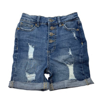 Load image into Gallery viewer, Girls Madden Girl, distressed stretch denim shorts, adjustable, FUC, size 8,  