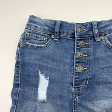 Load image into Gallery viewer, Girls Madden Girl, distressed stretch denim shorts, adjustable, FUC, size 8,  