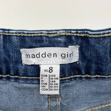 Load image into Gallery viewer, Girls Madden Girl, distressed stretch denim shorts, adjustable, FUC, size 8,  