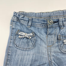 Load image into Gallery viewer, Girls Zara, lightweight denim shorts, adjustable, FUC, size 0,  