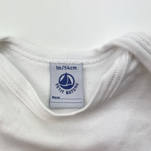 Load image into Gallery viewer, Unisex Petit Bateau, white cotton bodysuit / romper, GUC, size 0000,  