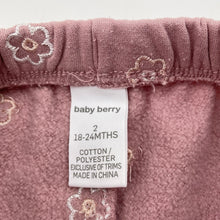 Load image into Gallery viewer, Girls Baby Berry, embroidered fleece lined track pants, elasticated, Inside leg: 28cm, FUC, size 2,  
