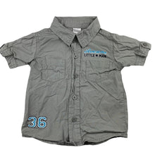 Load image into Gallery viewer, Tiny Little Wonders grey cotton short sleeve shirt, size 0, Pre-loved