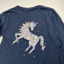Load image into Gallery viewer, Girls Anko, navy cotton long sleeve top, unicorn, GUC, size 10,  