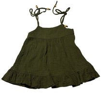 Load image into Gallery viewer, Girls khaki, crinkle cotton summer top, GUC, size 12 months,  
