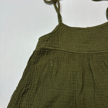 Load image into Gallery viewer, Girls khaki, crinkle cotton summer top, GUC, size 12 months,  