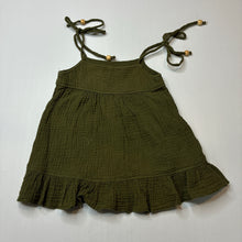 Load image into Gallery viewer, Girls khaki, crinkle cotton summer top, GUC, size 12 months,  