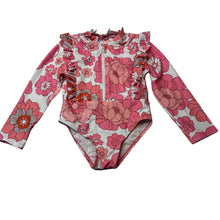 Load image into Gallery viewer, Girls floral, long sleeve swim one-piece, EUC, size 1,  