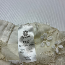 Load image into Gallery viewer, Girls Dymples, cotton lined embroidered tulle dress, GUC, size 000, L: 33cm