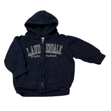 Load image into Gallery viewer, Boys Happy Kids, navy fleece lined zip hoodie sweater, wash fade, FUC, size 12 months,  