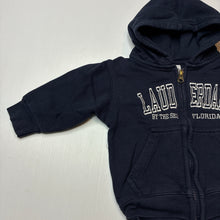 Load image into Gallery viewer, Boys Happy Kids, navy fleece lined zip hoodie sweater, wash fade, FUC, size 12 months,  
