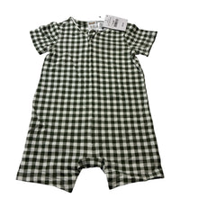 Load image into Gallery viewer, Unisex Cotton On, stretchy gingham zip romper, NEW, size 0,  