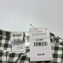 Load image into Gallery viewer, Unisex Cotton On, stretchy gingham zip romper, NEW, size 0,  