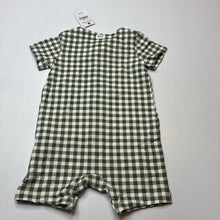 Load image into Gallery viewer, Unisex Cotton On, stretchy gingham zip romper, NEW, size 0,  