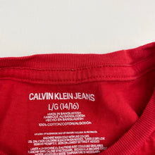 Load image into Gallery viewer, Boys Calvin Klein Jeans, red cotton tee / top, GUC, size 14-16,  