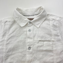 Load image into Gallery viewer, Boys Jean Bourget, white linen short sleeve shirt, light mark on front, FUC, size 8,  