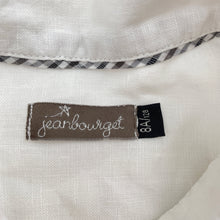 Load image into Gallery viewer, Boys Jean Bourget, white linen short sleeve shirt, light mark on front, FUC, size 8,  