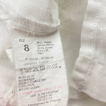 Load image into Gallery viewer, Boys Jean Bourget, white linen short sleeve shirt, light mark on front, FUC, size 8,  