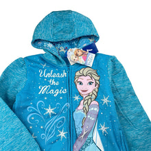Load image into Gallery viewer, Girls Disney, Frozen fleece lined zip hoodie sweater *small mark chest*, NEW, size 7,  