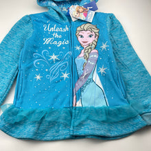 Load image into Gallery viewer, Girls Disney, Frozen fleece lined zip hoodie sweater *small mark chest*, NEW, size 7,  