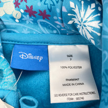 Load image into Gallery viewer, Girls Disney, Frozen fleece lined zip hoodie sweater *small mark chest*, NEW, size 7,  