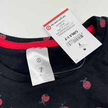 Load image into Gallery viewer, Girls Target, stretchy long sleeve tee / top, ladybirds, NEW, size 7,  