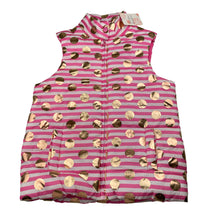 Load image into Gallery viewer, Girls Funky Babe, pink stripe puffer vest, metallic gold spots, NEW, size 10,  