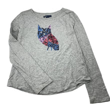 Load image into Gallery viewer, Girls GAP, soft cotton long sleeve top, sequin owl, light mark on cuff, FUC, size 8,  