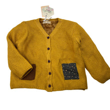 Load image into Gallery viewer, Girls Little Star, fleece lined knitted sweater / cardigan, armpit to armpit: 32cm, shoulder to cuff: 30cm, NEW, size 1-2,  