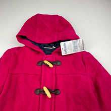 Load image into Gallery viewer, Girls JoJo Maman Bebe, fuchsia wool blend duffle coat / jacket, NEW, size 1-2,  