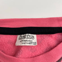 Load image into Gallery viewer, Girls aaxs, fleece lined cotton sweater / jumper, dog, EUC, size 7-8,  