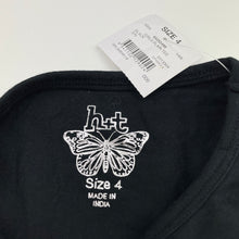 Load image into Gallery viewer, Girls H&amp;T, black stretchy long sleeve tee / top, NEW, size 4,  