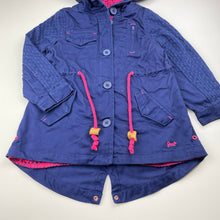 Load image into Gallery viewer, Girls JEANSWEST JNR, navy cotton jacket / coat, detachable cotton inner, GUC, size 3,  