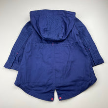Load image into Gallery viewer, Girls JEANSWEST JNR, navy cotton jacket / coat, detachable cotton inner, GUC, size 3,  