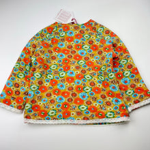 Load image into Gallery viewer, Girls Zhuhz, lined floral long sleeve top, armpit to armpit: 32cm, armpit to cuff: 22.5cm, NEW, size 3,  