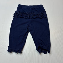 Load image into Gallery viewer, Girls Lullaby, navy ruffle leggings / bottoms, GUC, size 000,  
