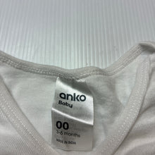 Load image into Gallery viewer, Unisex Anko, white cotton bodysuit / romper, GUC, size 00,  