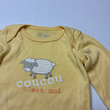 Load image into Gallery viewer, Unisex GEMO, yellow cotton bodysuit / romper, EUC, size 000,  