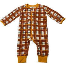 Load image into Gallery viewer, Unisex checked, stretchy zip romper, GUC, size 00,  