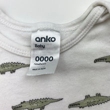 Load image into Gallery viewer, Unisex Anko, cotton bodysuit / romper, crocodiles, GUC, size 0000,  