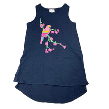 Load image into Gallery viewer, Girls Witchery, embroidered navy cotton tunic top, L: 56cm at front, GUC, size 7,  