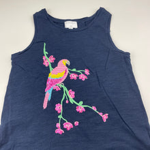 Load image into Gallery viewer, Girls Witchery, embroidered navy cotton tunic top, L: 56cm at front, GUC, size 7,  