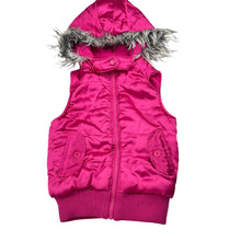 Load image into Gallery viewer, Girls Junior Zone, fleece lined hooded pink satin vest, GUC, size 8,  