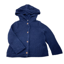 Load image into Gallery viewer, Girls Tommy Bahama, navy knitted cotton hooded cardigan, GUC, size 1,  
