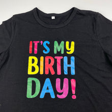 Load image into Gallery viewer, Unisex black, soft feel tee / top, birthday, EUC, size 7,  