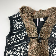 Load image into Gallery viewer, Girls Heart 'n' Crush, faux fur trim knitted vest, Sz: L, armpit to armpit: 38cm, FUC, size 8-10,  