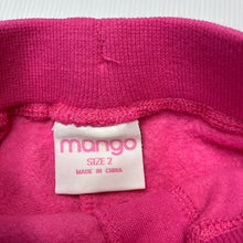 Load image into Gallery viewer, Girls Mango, pink fleece lined track pants, elasticated, Inside leg: 30.5cm, EUC, size 2,  